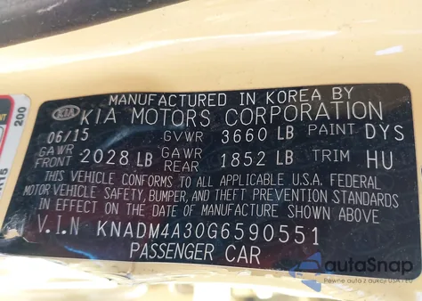 2016 Kia Rio Lx из США, поврежденный, VIN KNADM4A30G6590551